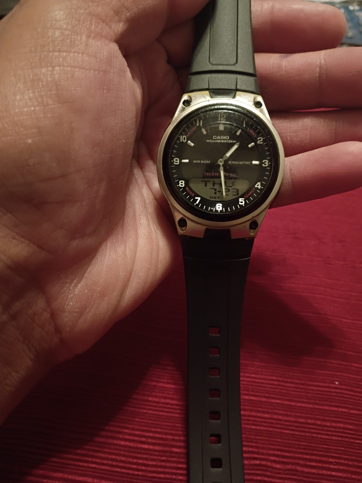Casio Telememo 30 Analog-Digital Quartz Illuminator World Time WR 50m Black