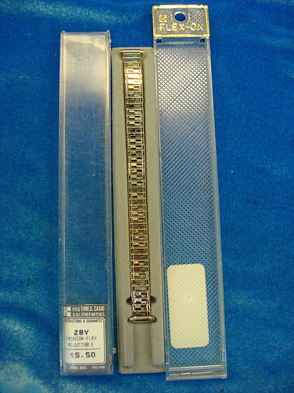 VINT. FLEX-ON BY KREISLER -GOLD TONE STAINLESS WATCH BAND – NOS – 9 – 12 MM