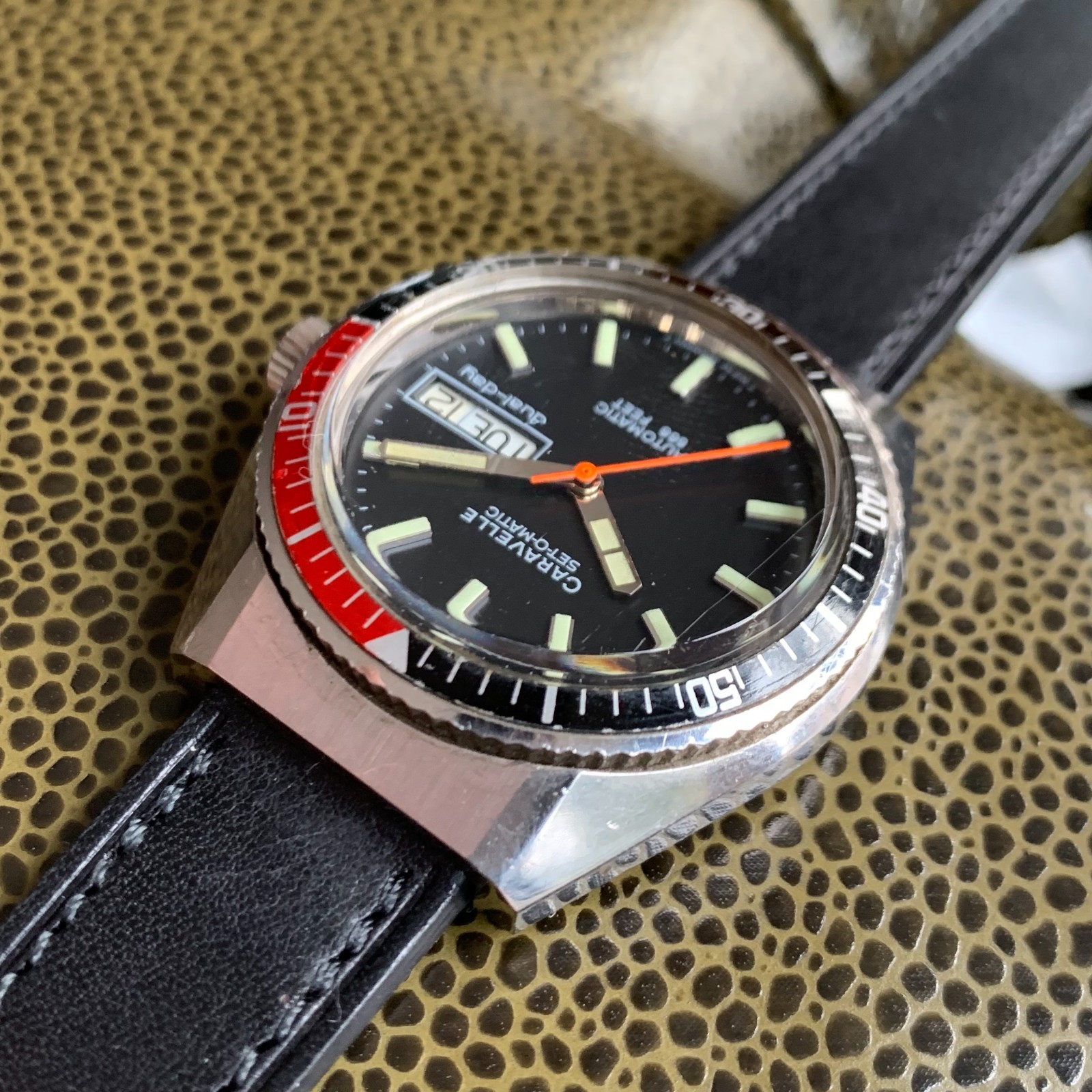Caravelle Set-O-Matic Devil Diver 666 Feel Automatic Stainless Steel Wristwatch