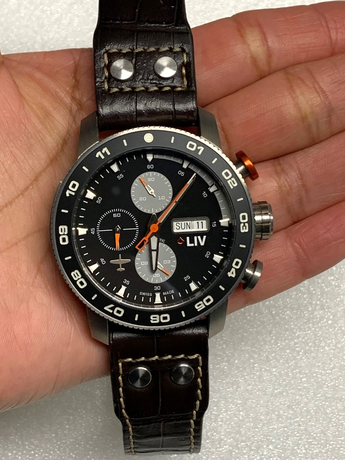 LIV Men’s P-51 Big Pilot Full Titanium Black/ Gray Automatic 46mm Watch 130/500