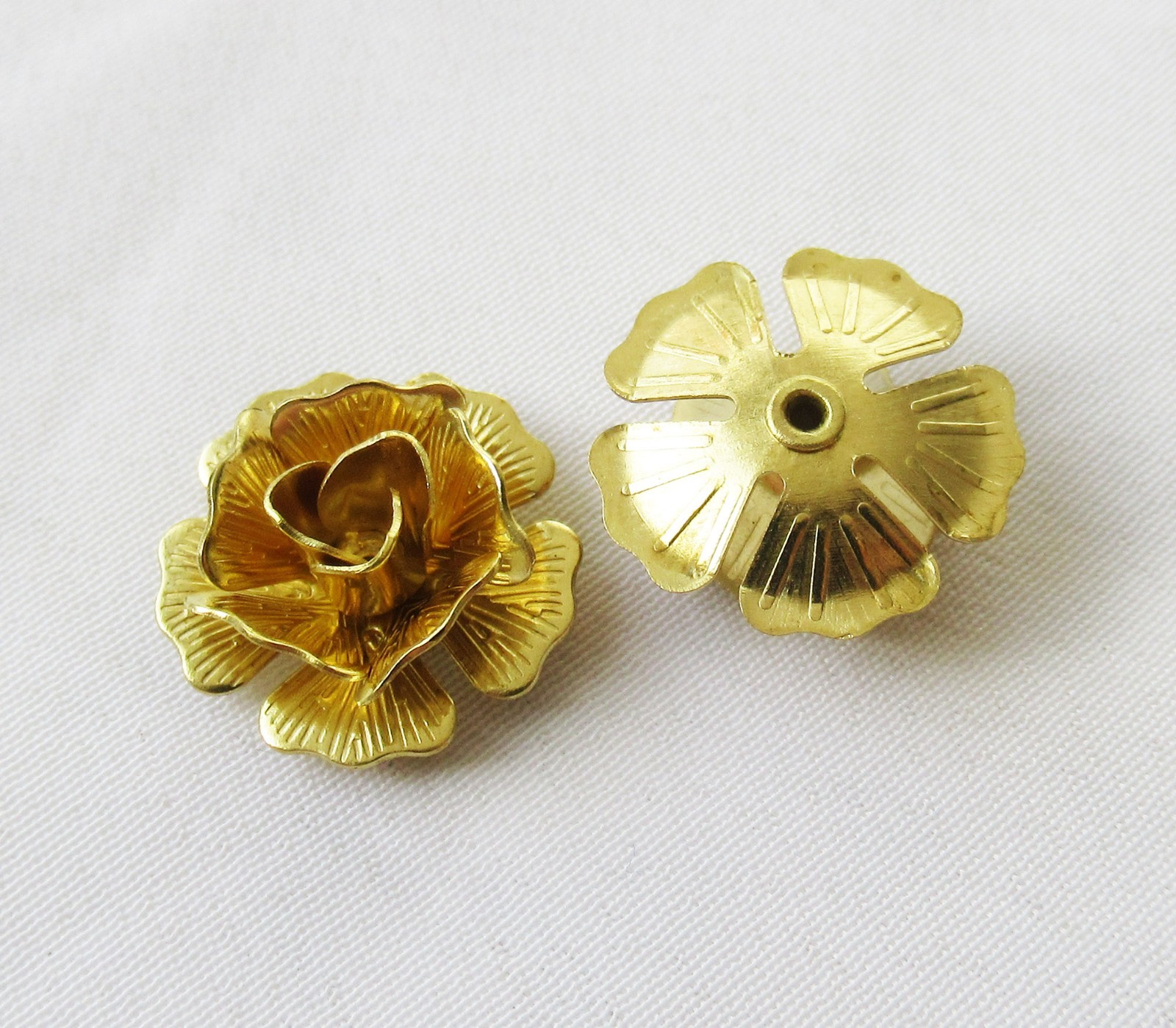 50pcs Peony Rose 15mm Textured Petal Assembled Brass Floral DIY Craft Findings