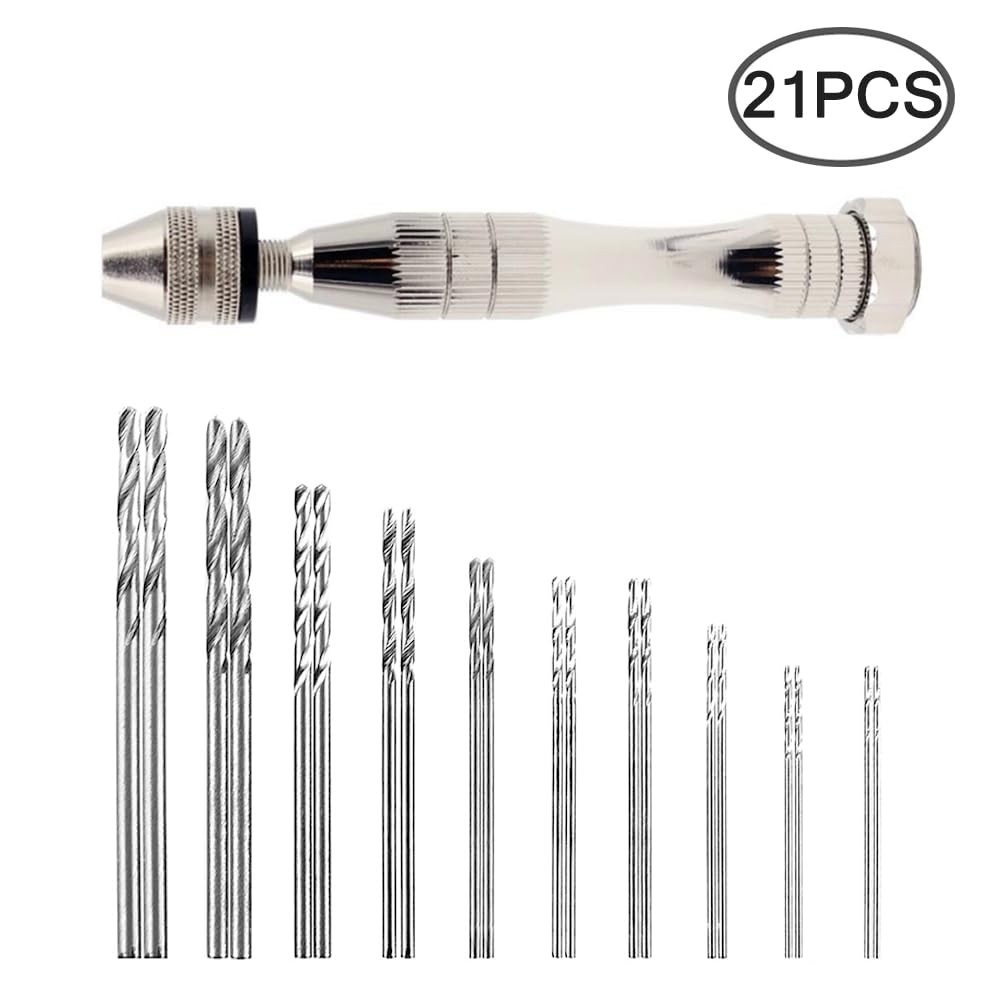 Hand Pin Vise with 20 Pcs Drill Bits, Precision Hand Drill Rotary Tool with M…