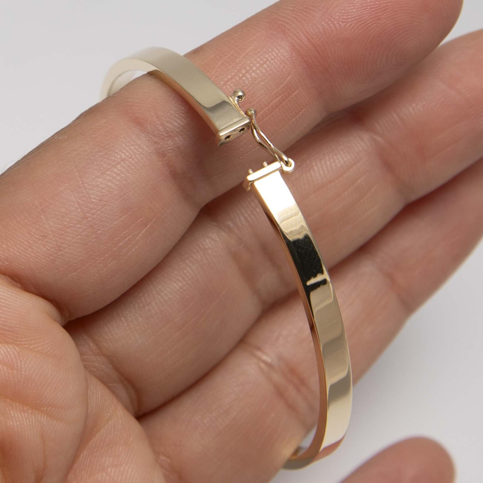 Bangle Bracelet 3mm Shiny Square Tube Real 14K Yellow Gold