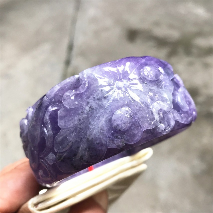 61MM Natural Icy Lavender Jadeite Jade Bracelet Burma Jadeite Jade Bangle