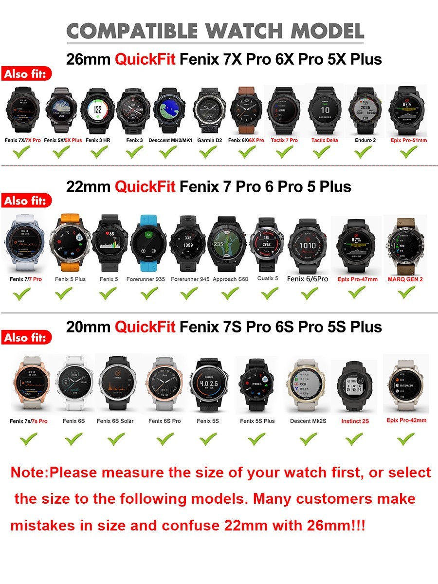For Garmin Fenix 3 5X 6 Pro 6X 7 7X Sapphire Quickfit Silicone Watch Band Strap