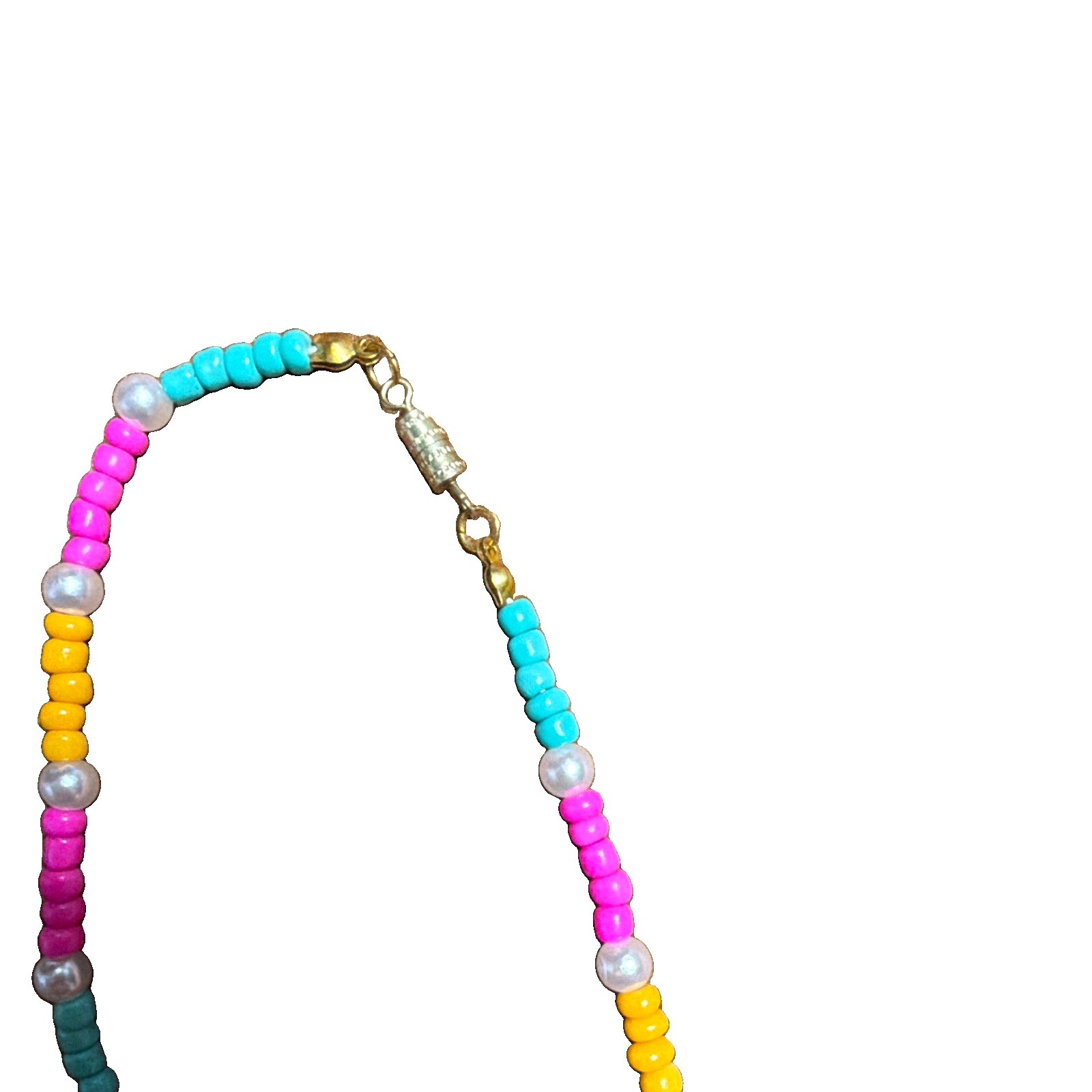 Seed Bead Faux Pearl & Cowrie Shell 16inch Mermaid Colorful Beach Necklace