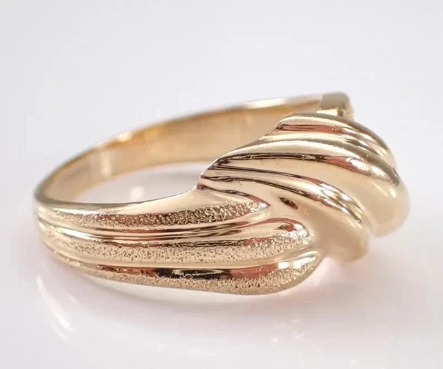 Love Knot Estate Anniversary Band Ring Antique 14K Yellow Gold Plated Silver