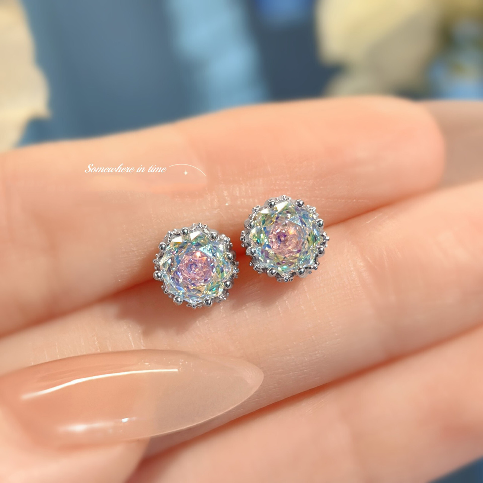 3pc Set Rose Cut White Mystic Topaz Gemstone Silver Women Necklace Earring Ring
