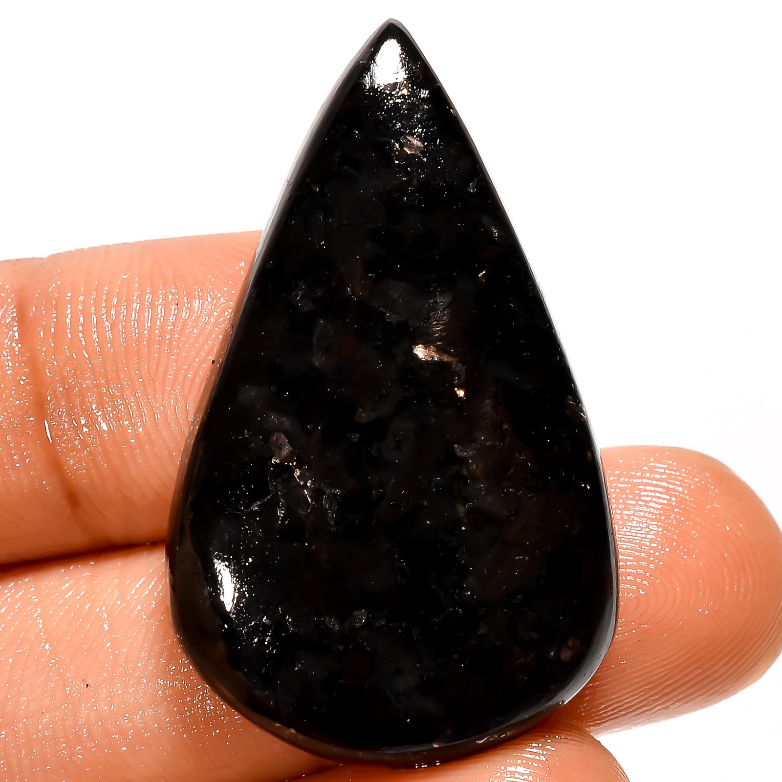 100% Natural Golden Nuummite Pear Shape Cabochon Gemstone 40 Ct 36X22X6mm A38003