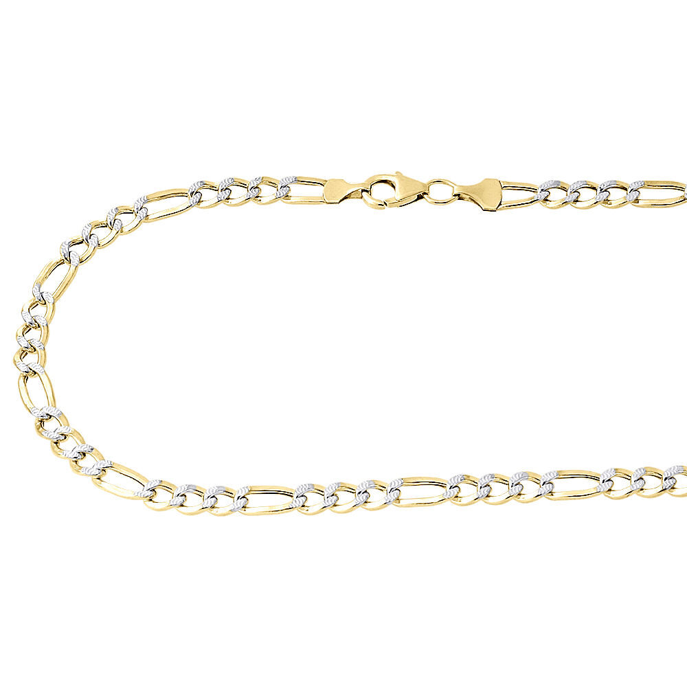 1/10th 10K Yellow Gold 5mm Diamond Cut Figaro Link Chain Necklace 18-30 Inches