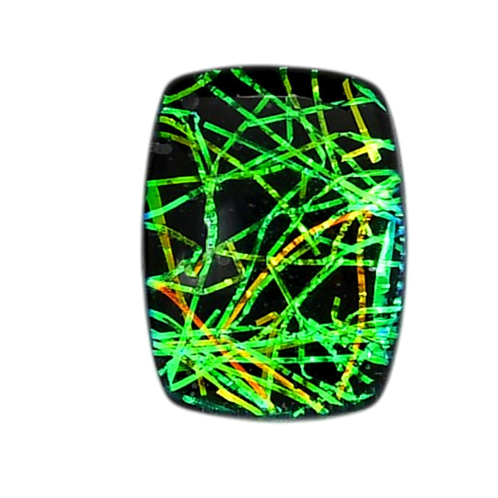 Lab Created Dichroic Glass Doublet 16×21.5×6 mm Cushion Gemstone LS128-06578