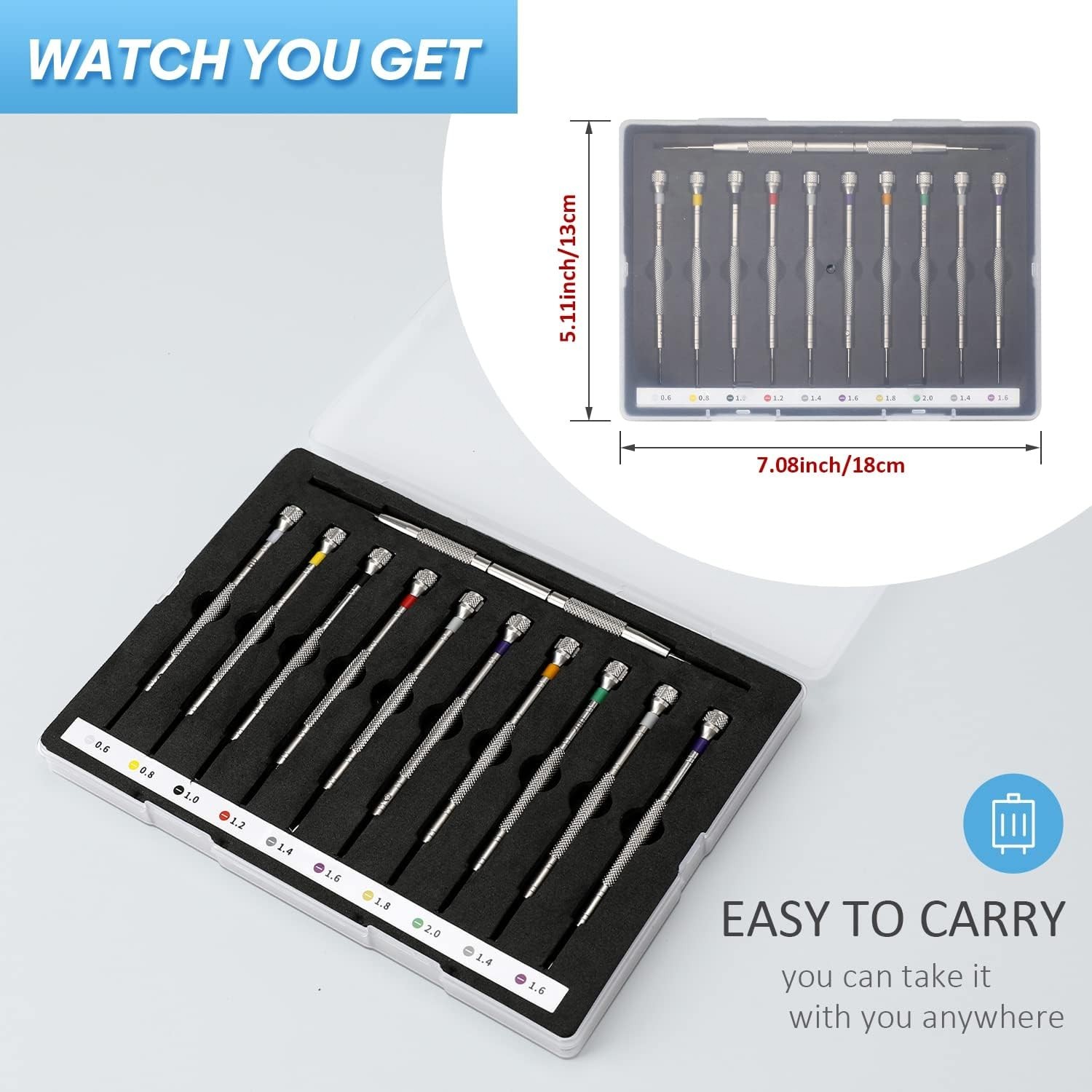 NEW 10PCS Watchmaker Screwdriver Set Spring Bar Tool Watch Repair Kit