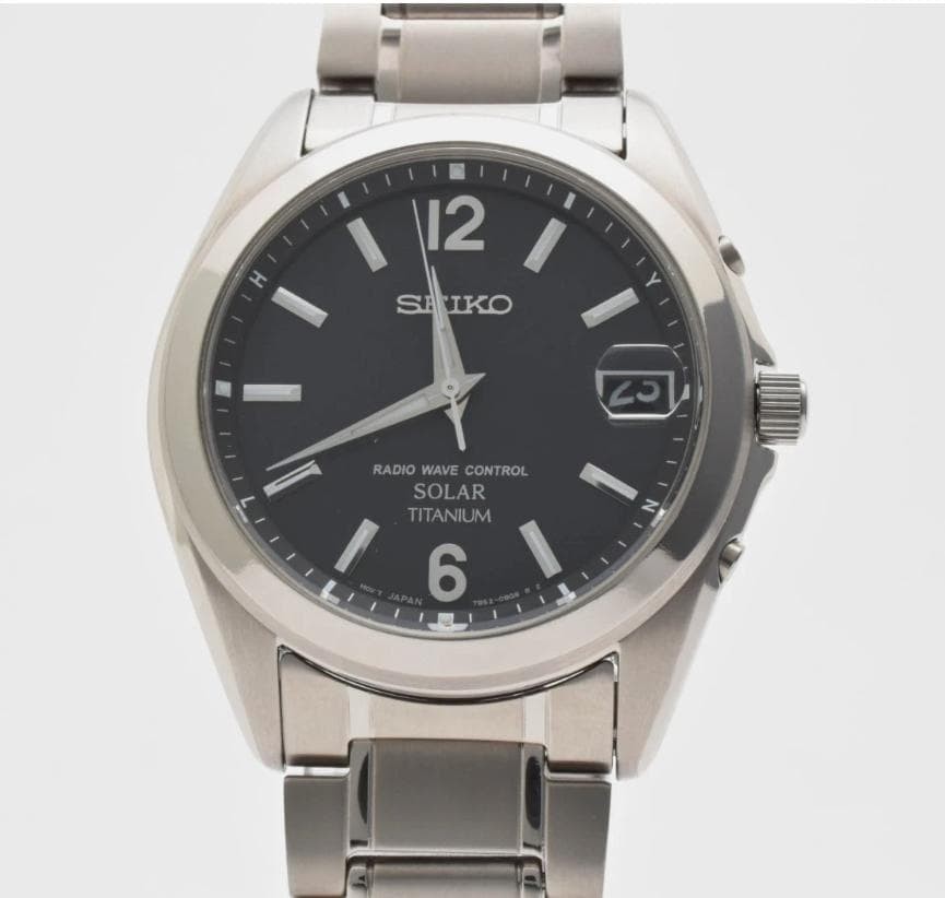 condition with box SEIKO wristwatch titanium solar black dial 7B52 0AM0