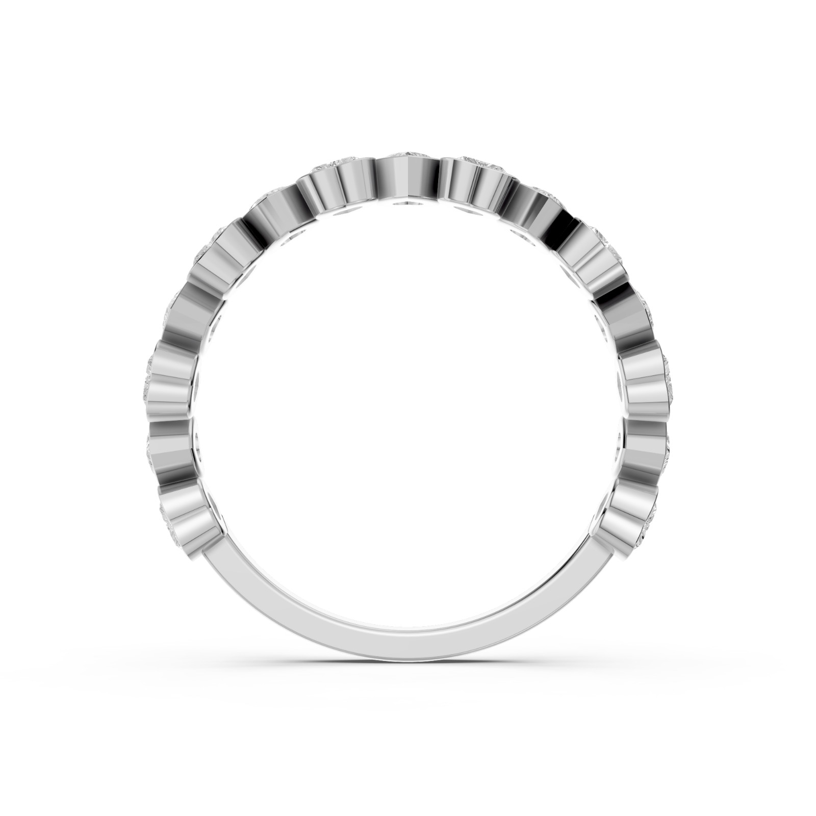 Shared Prong Set Heart Shape Lab Grown Diamond Half Eternity Stackable Band