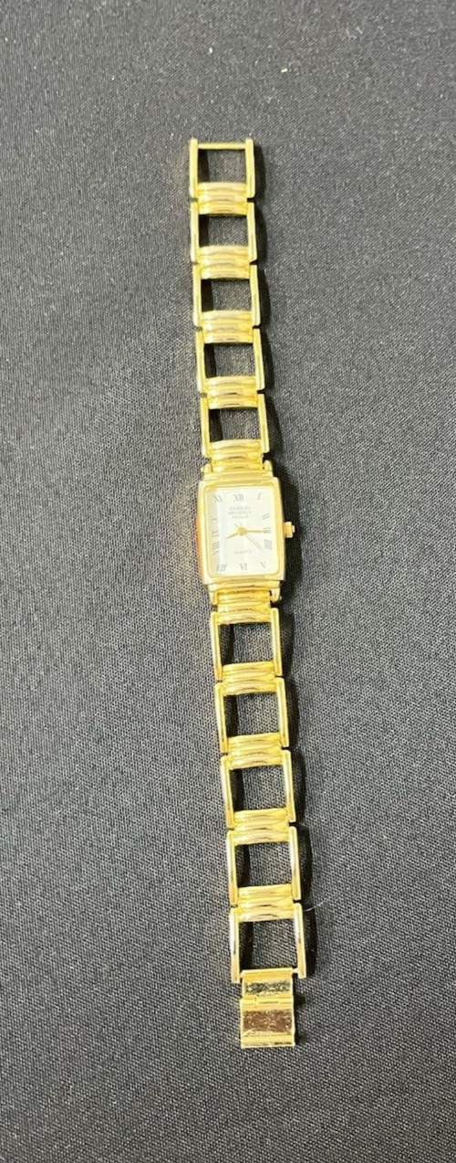 Giorgio Beverly Hills Womens Tank Watch Gold Tone Rectangle