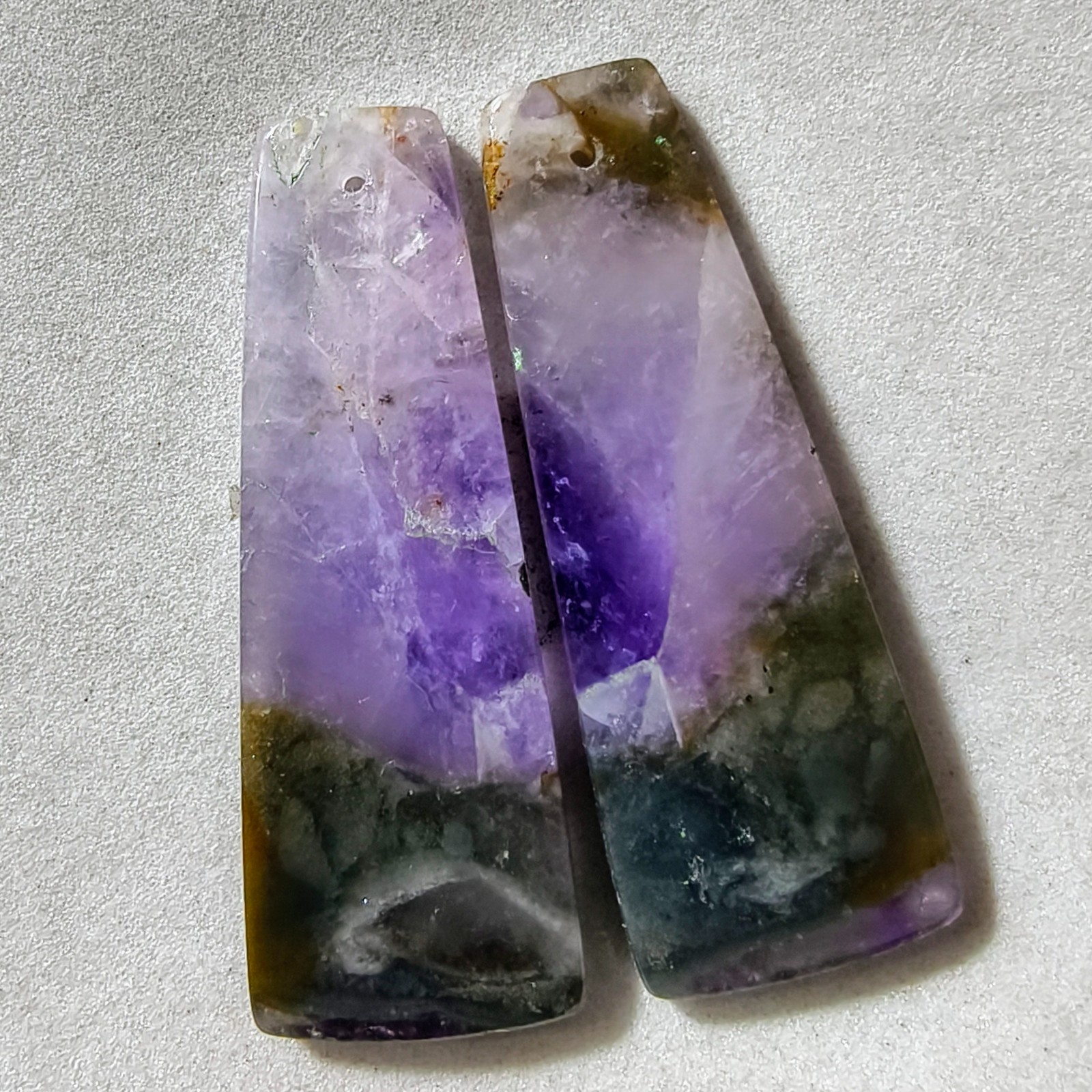 50 Cts Natural Amethyst Drilled Pair Cabochon Gemstone For Earrings 42.1X15.4 MM