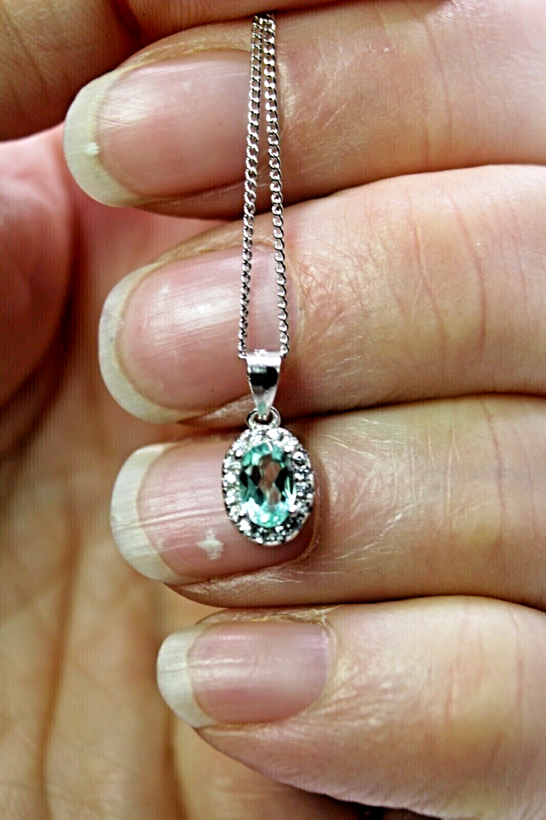 Silver Apatite Earring Necklace Ring Natural Gems Solid Sterling Size P.5 US 8