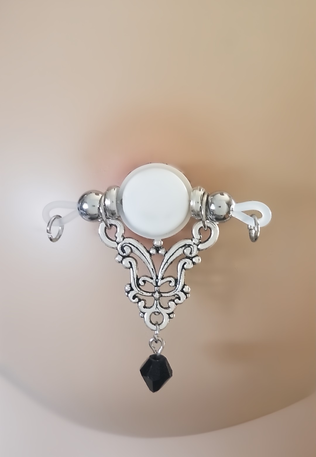 Filigree Fake Barbell – Fake Piercing- None Piercing Nipple Jewelry – b-114