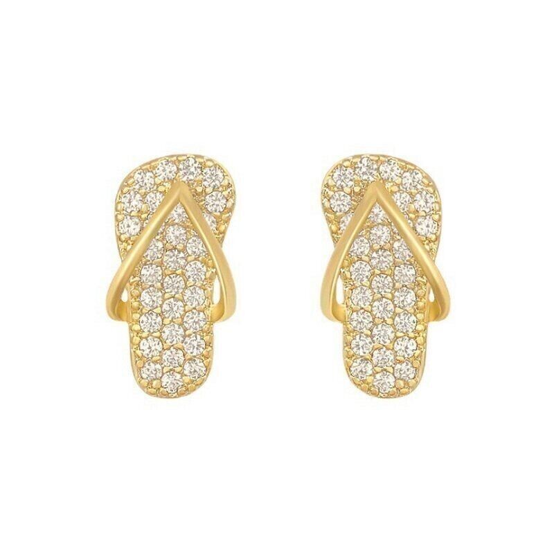 2Ct Round Cut Moissanite Women’s Slipper Stud Earrings In 14K Yellow Gold Plated
