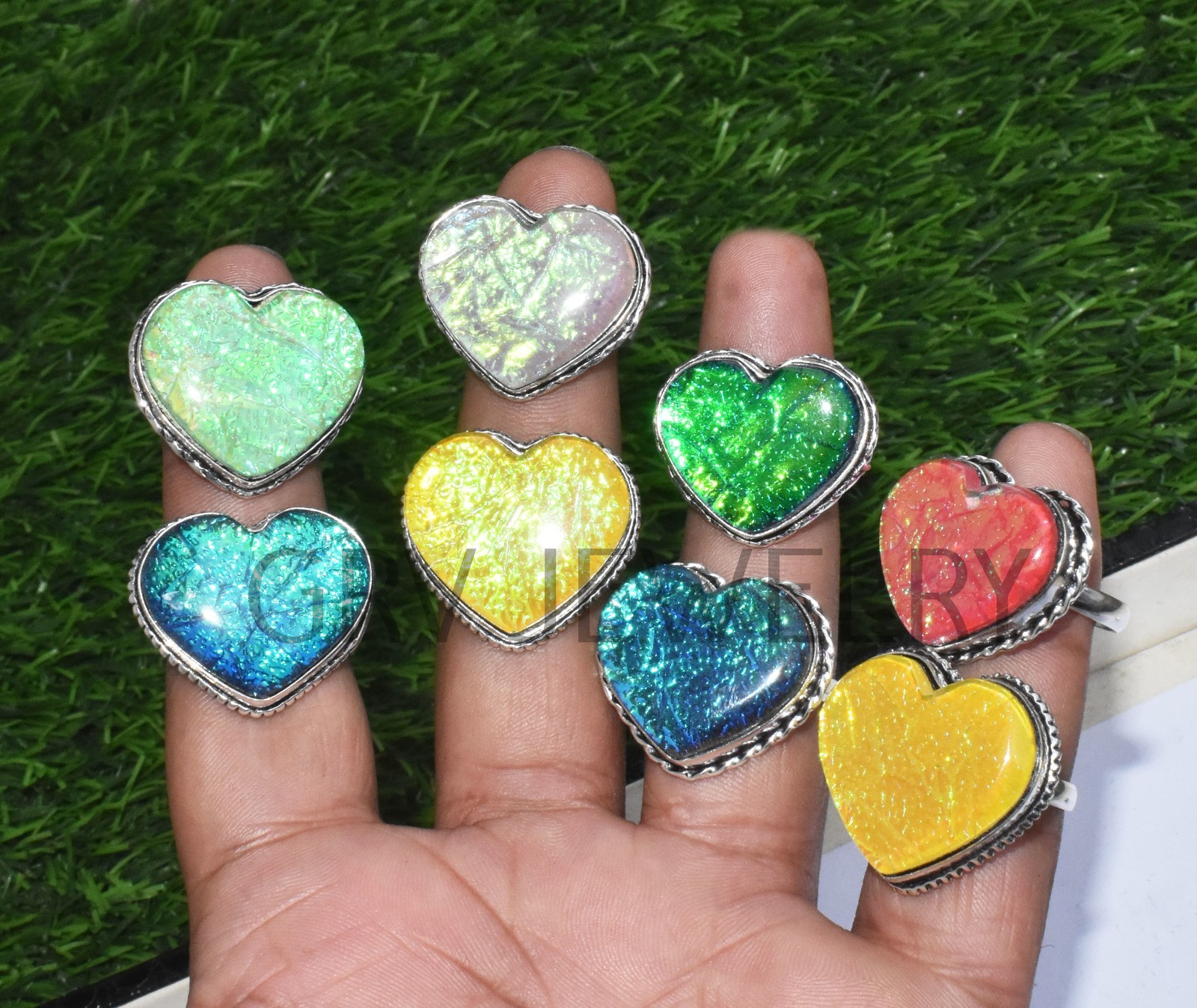 1-500 Pcs Australian Triplet Opal In Heart Rings Lot Bulk: Silver Plated Whr-71