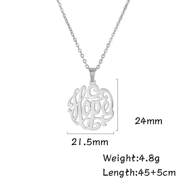 Hope Pendant Silver Stainless Steel – 45 + 5cm Chain