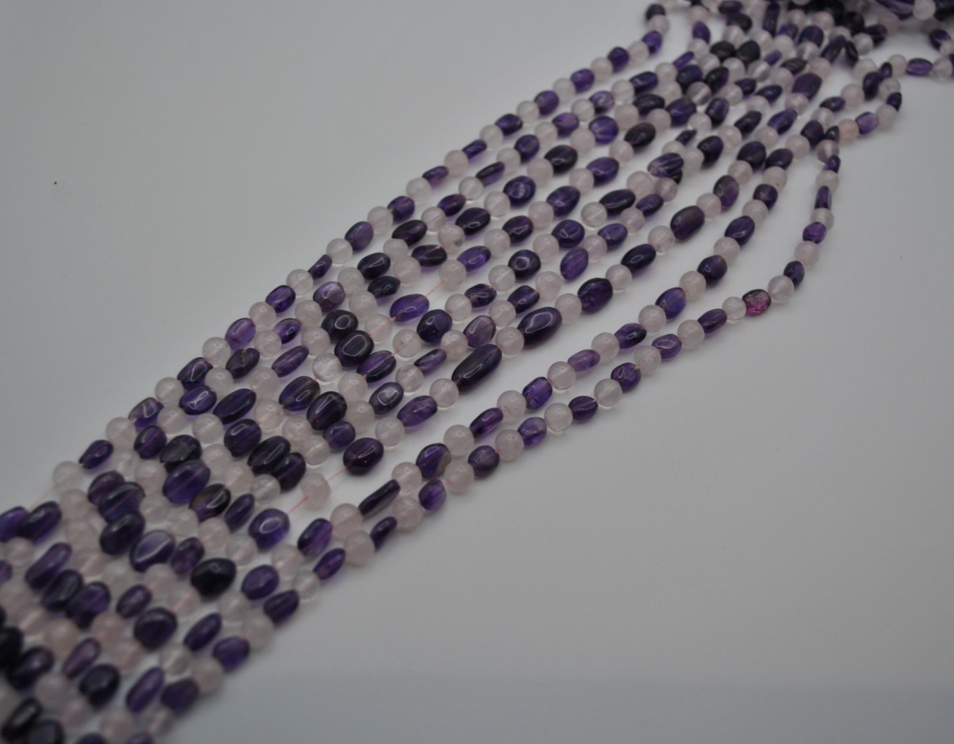 Amethyst and Rose Quartz Gemstone Strand (No Clasp)