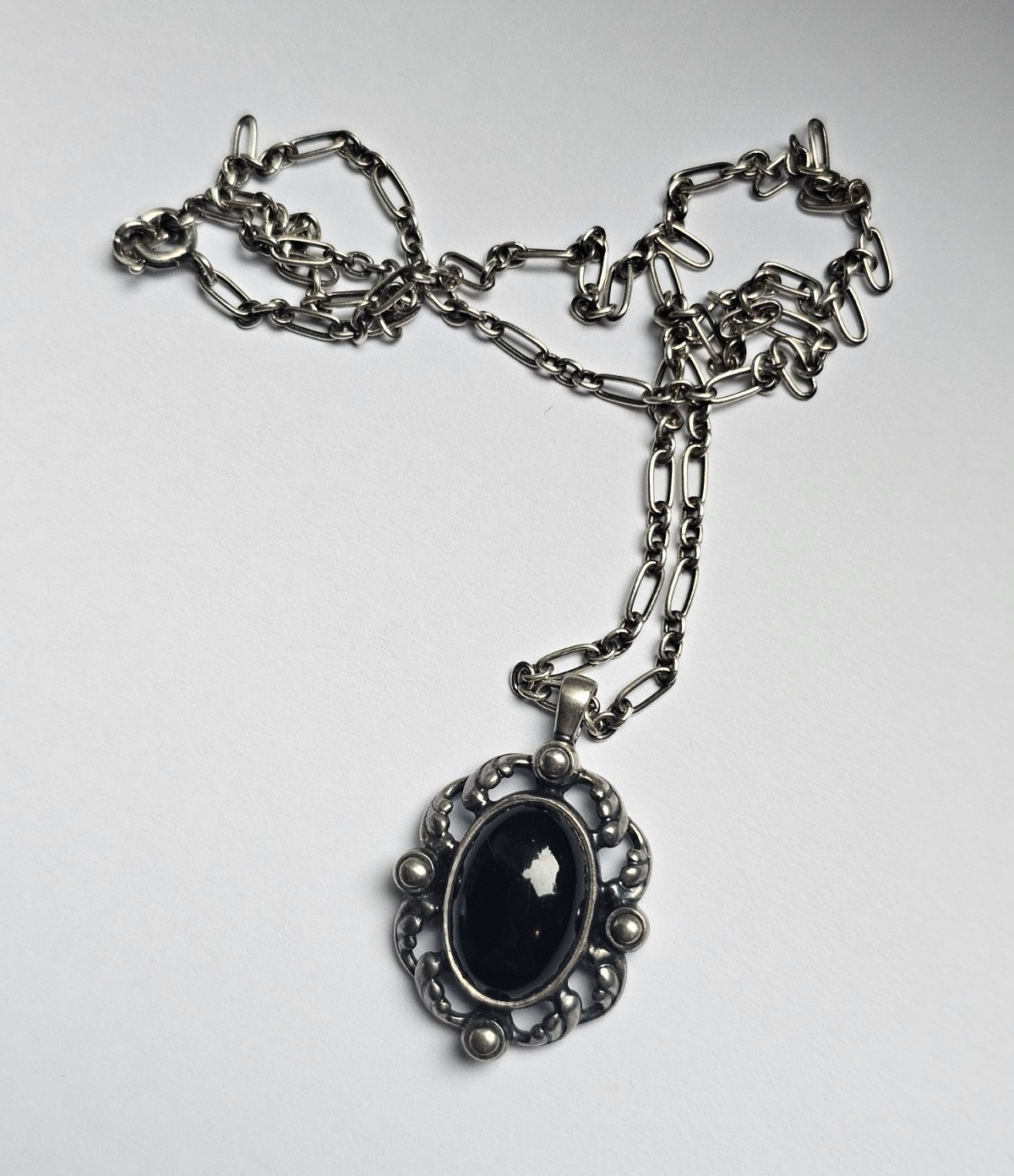 Georg Jensen 2018 Heritage Pendant Necklace Black Onyx Sterling Silver 925