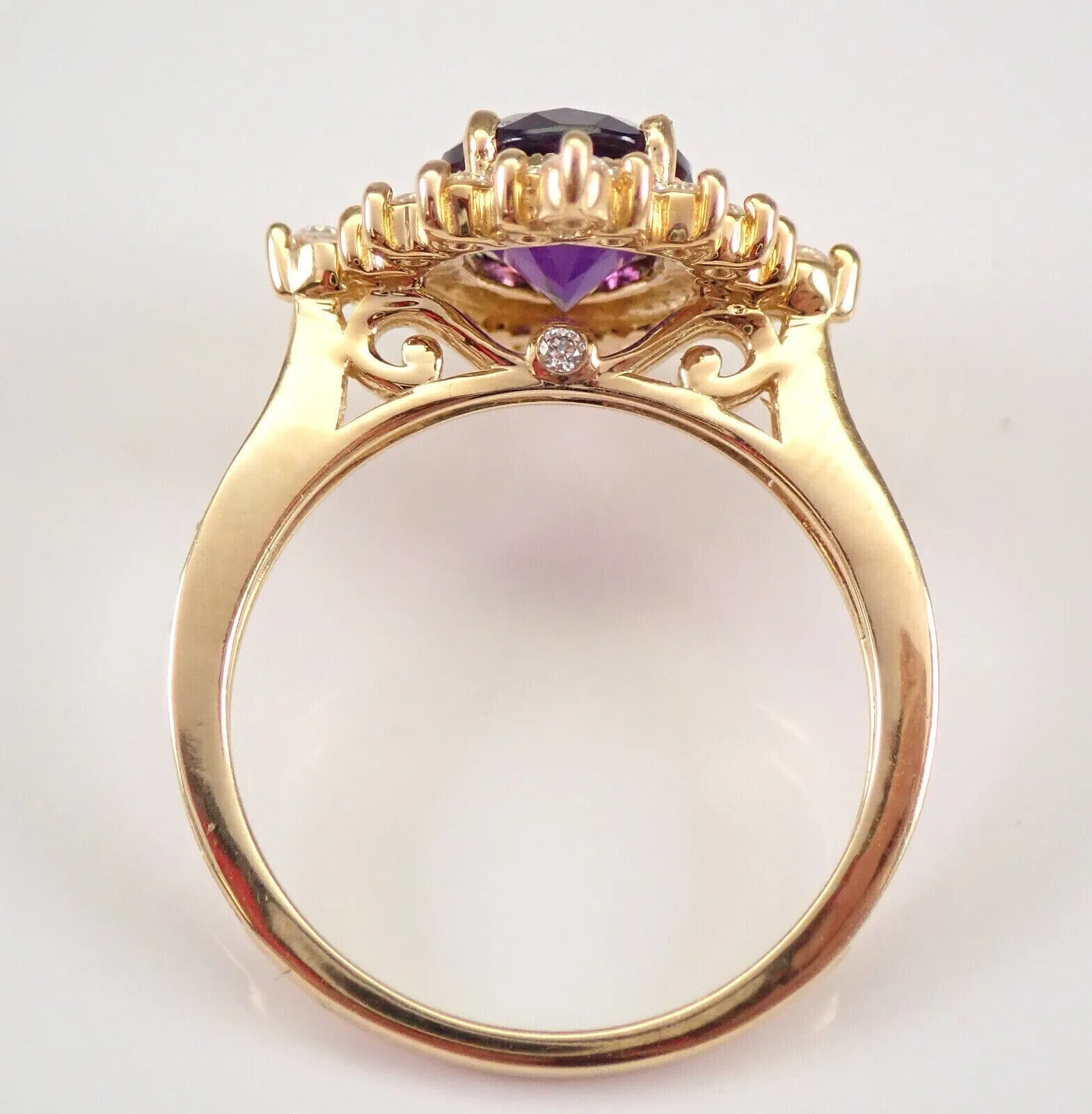 2 Ct Oval Cut Simulated Amethyst Halo Engagement Ring 14K Yellow Gold Plated