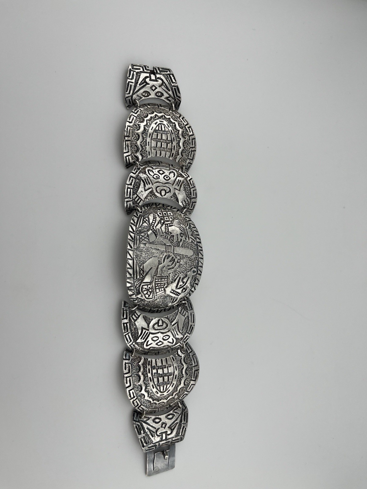 Vintage Peru 925 Graduating panel bracelet Size 7.5 A3