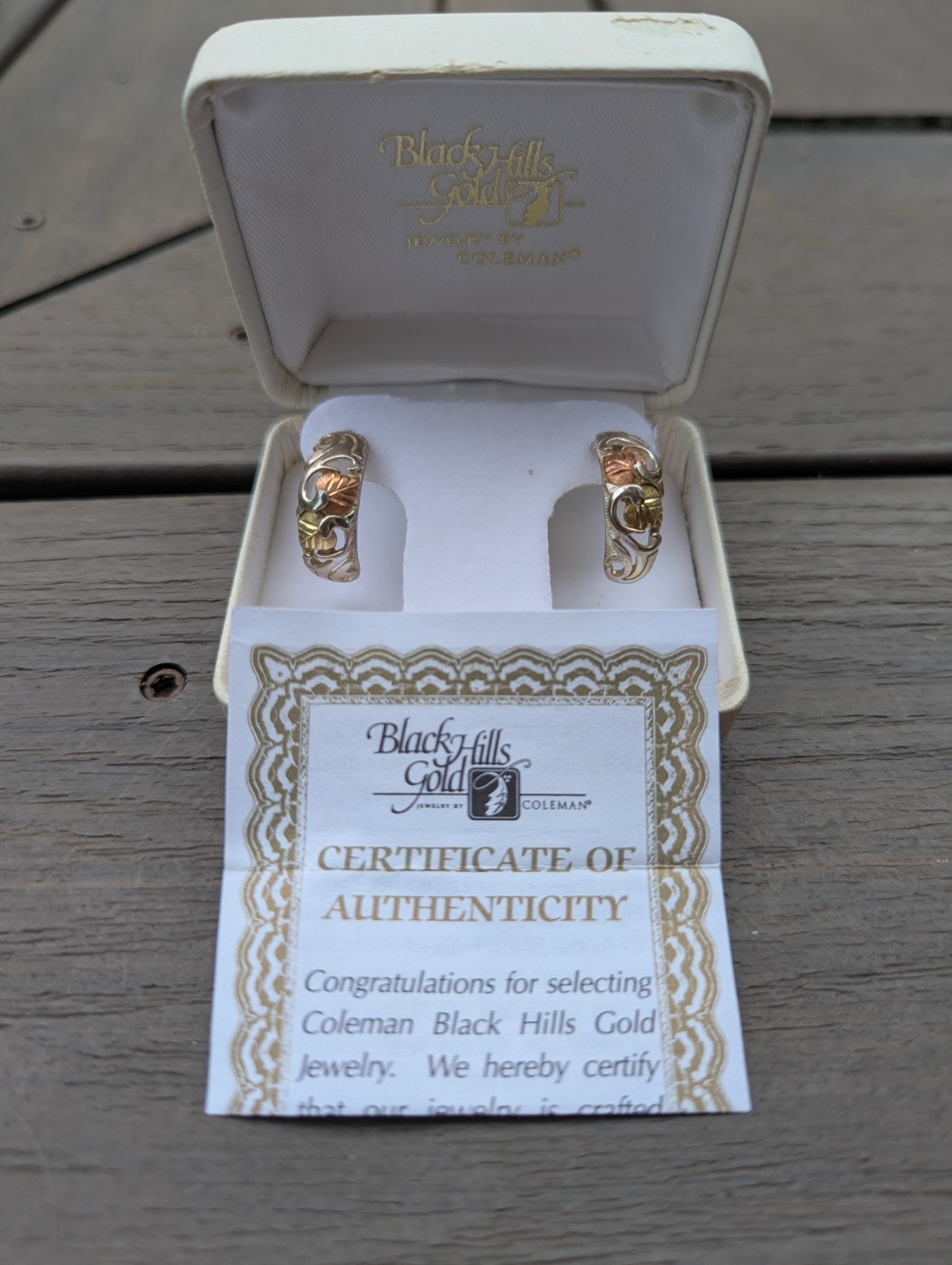 Black Hills Gold 10k 12k Large Coleman Half Hoop Earrings