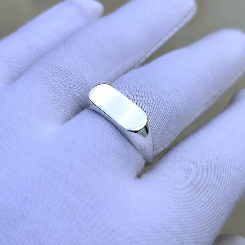 Classic Men’s Plain 925 Sterling Silver Ring, Minimalist Smooth Band Biker Ring