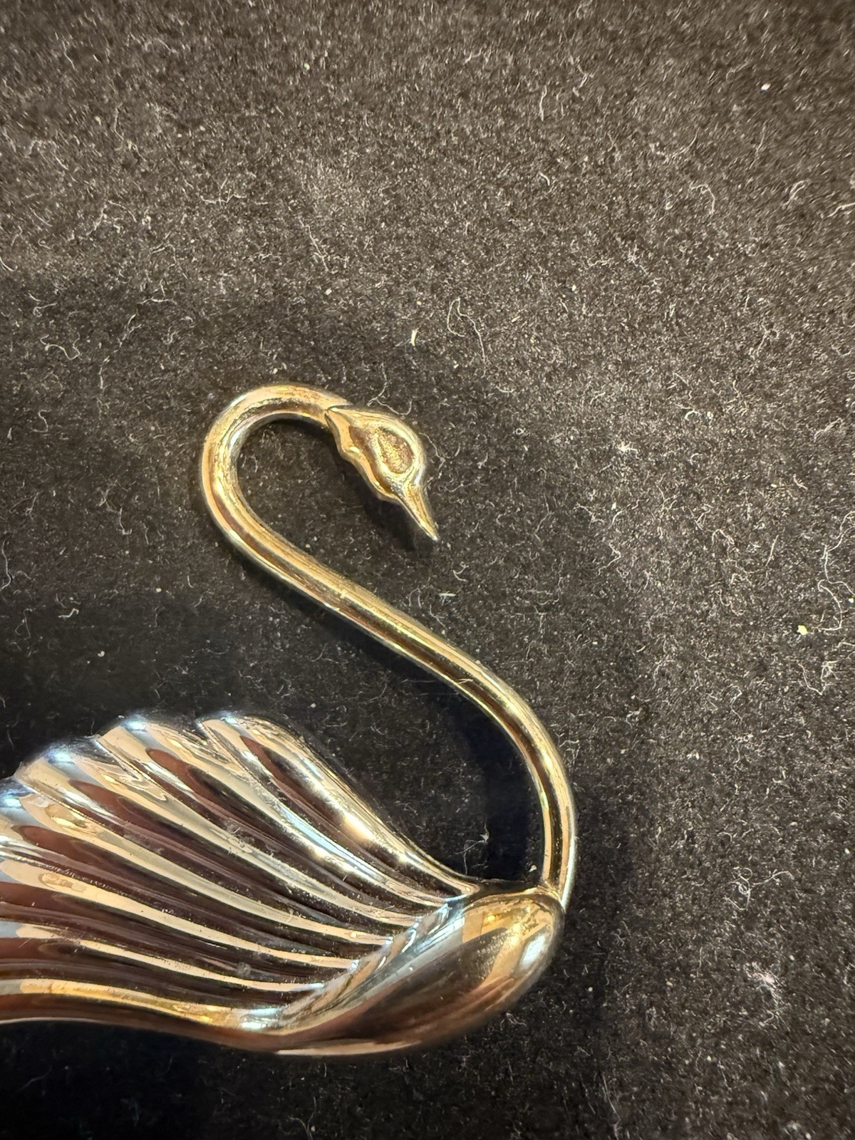 Elegant Carla Sterling Silver & Gold Swan Brooch Pin.