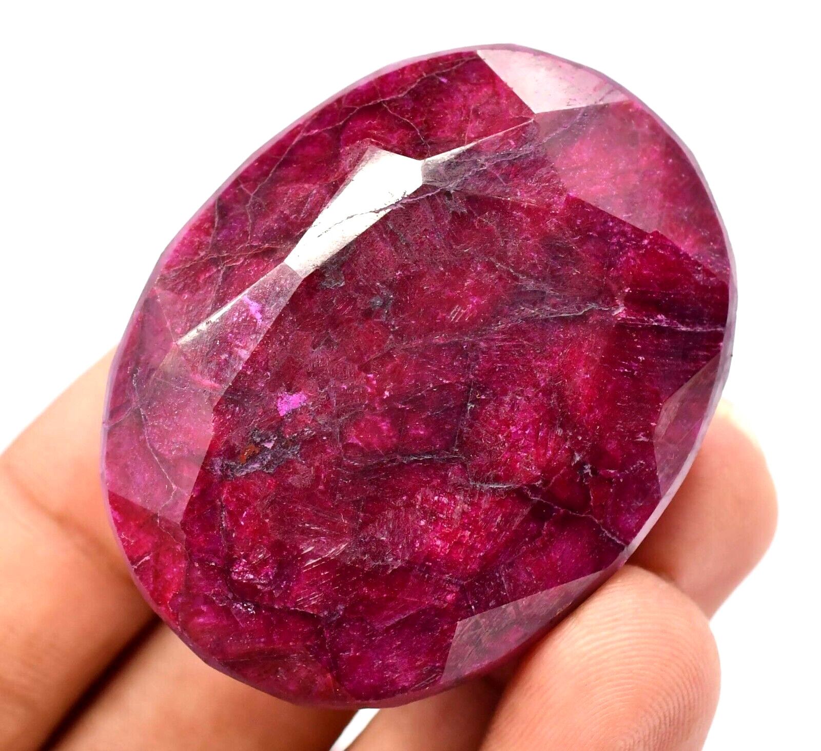 405.0 CT Natural Huge Red Ruby Certified Museum Use Treated Oval Cut Gemstone
