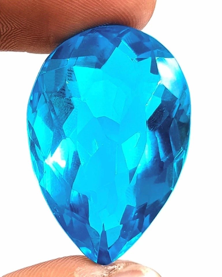 Natural Blue Topaz Pear Cut 71.52 Ct Certified Jewelry Making Stone