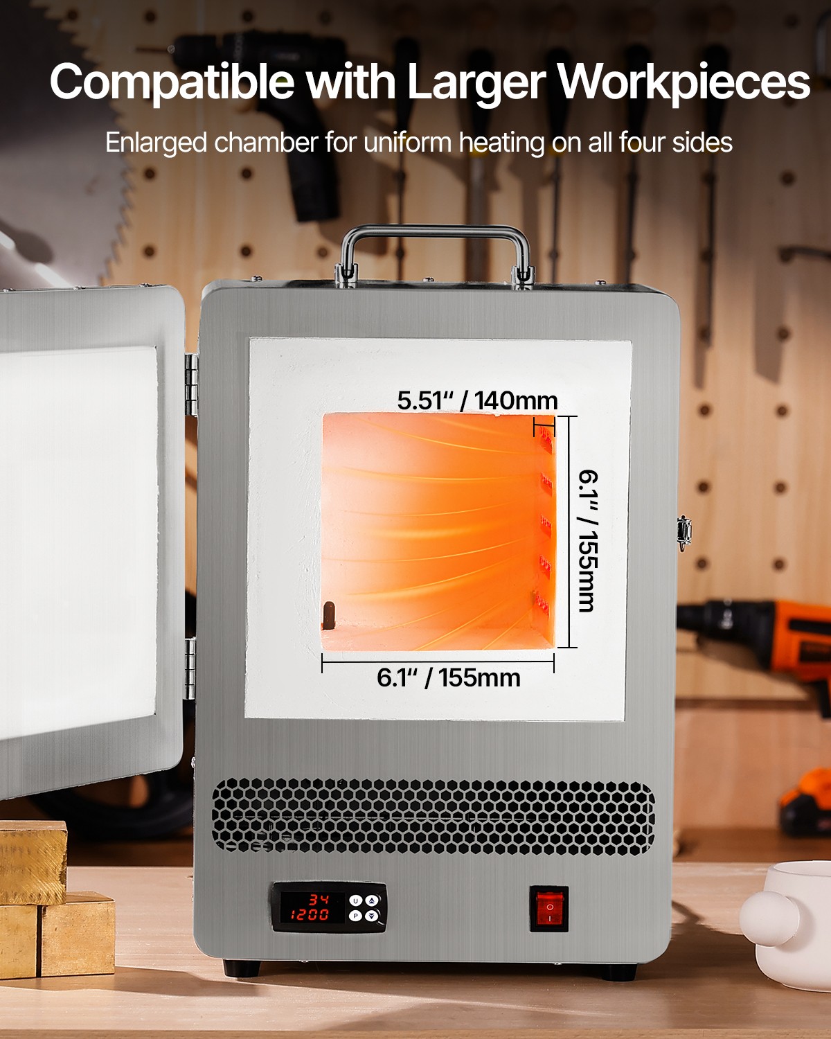 VEVOR Tabletop Kiln Melter Electric Kiln 1500W 2192℉ Max Temperature Furnace