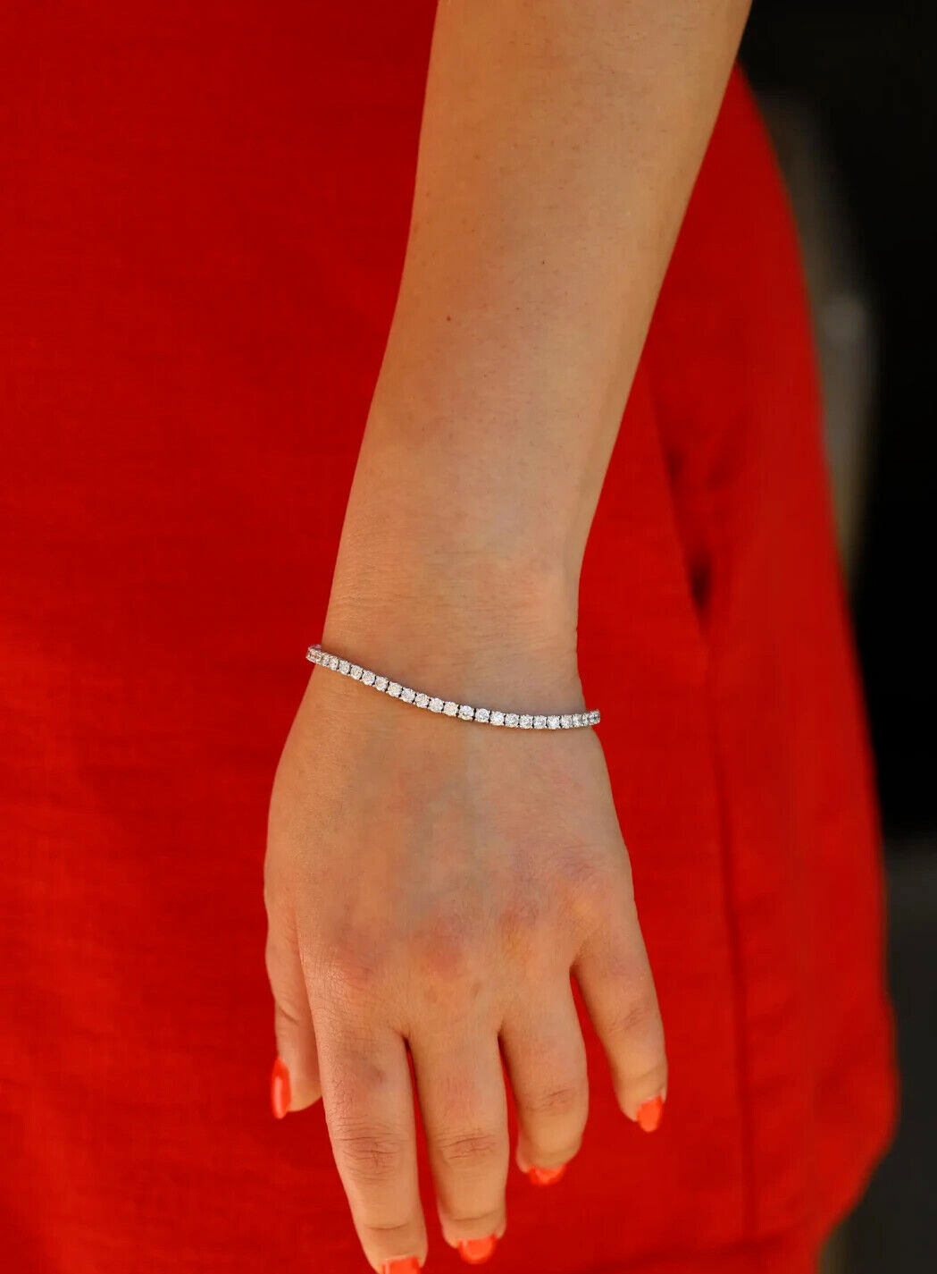5.50Ct Round Cut GDGL GH/SI Natural Diamond Tennis Bracelet Real 14k White Gold