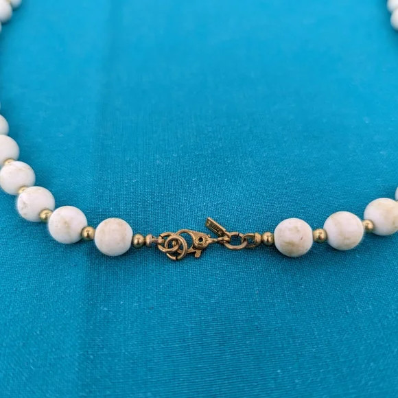 Vintage Monet white enamel bead necklace (24 in.) and bracelet (8 in.) set