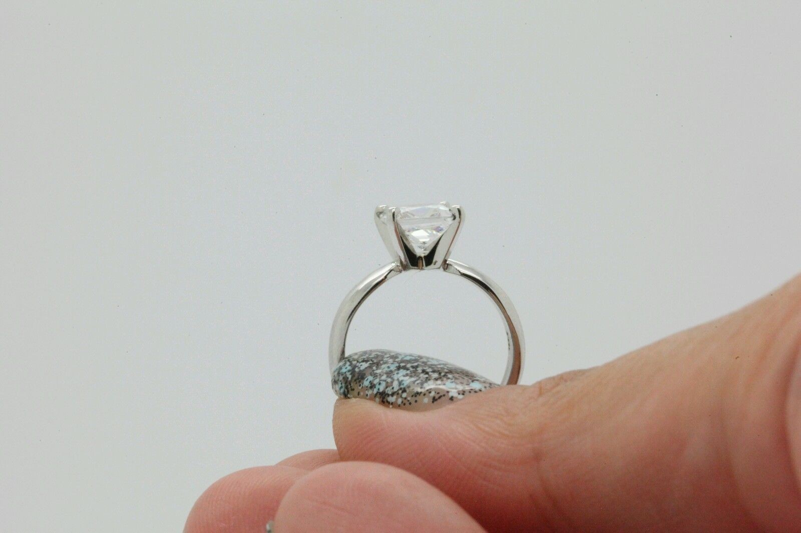 Emerald cut Lab Grown Diamond Wedding Ring 14K White Gold 2 Carat