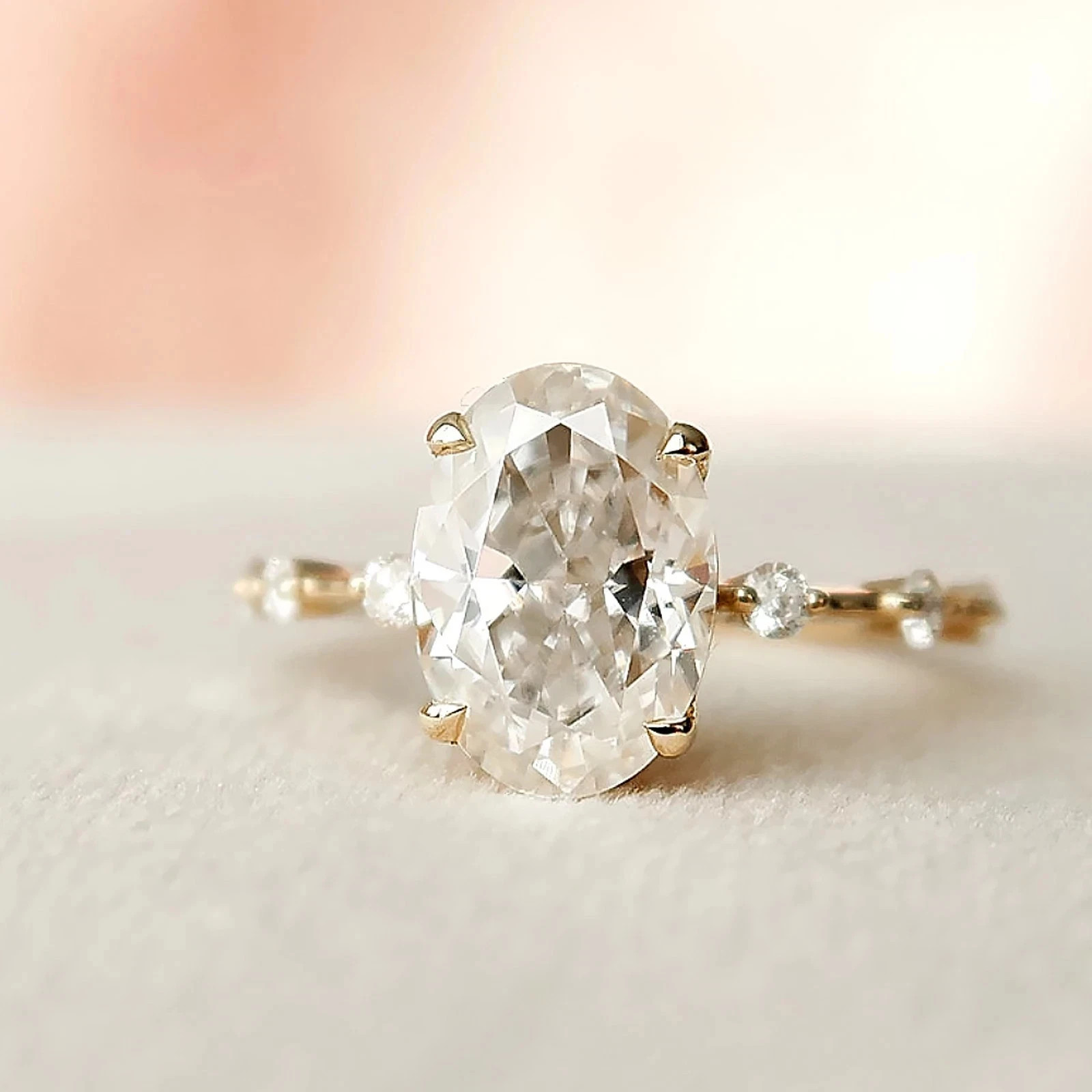 3.15 CT Oval IGI F-VS1 Lab Grown Diamond Women Wedding Gift Ring 14K Yellow Gold