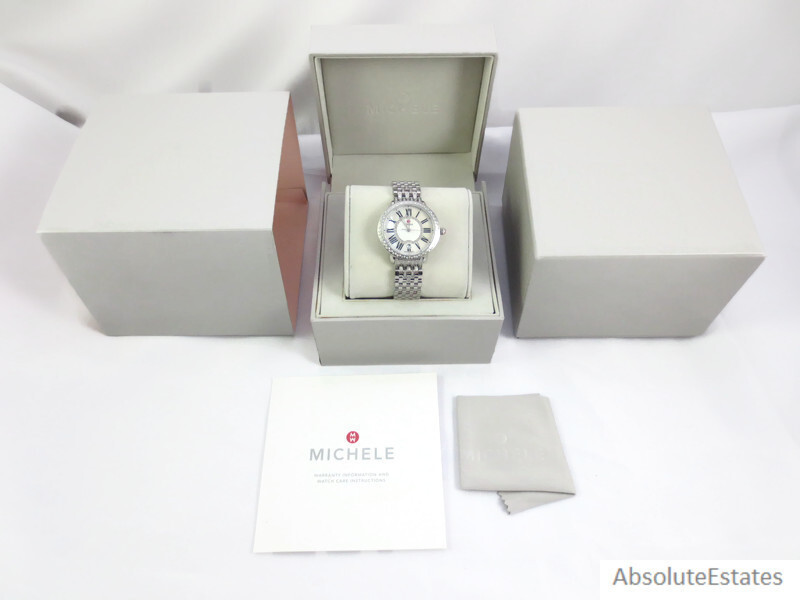 Michele Serein Mid 16 Silver Diamond Watch Diamond Band MW21B01A1963 Refurb +Box