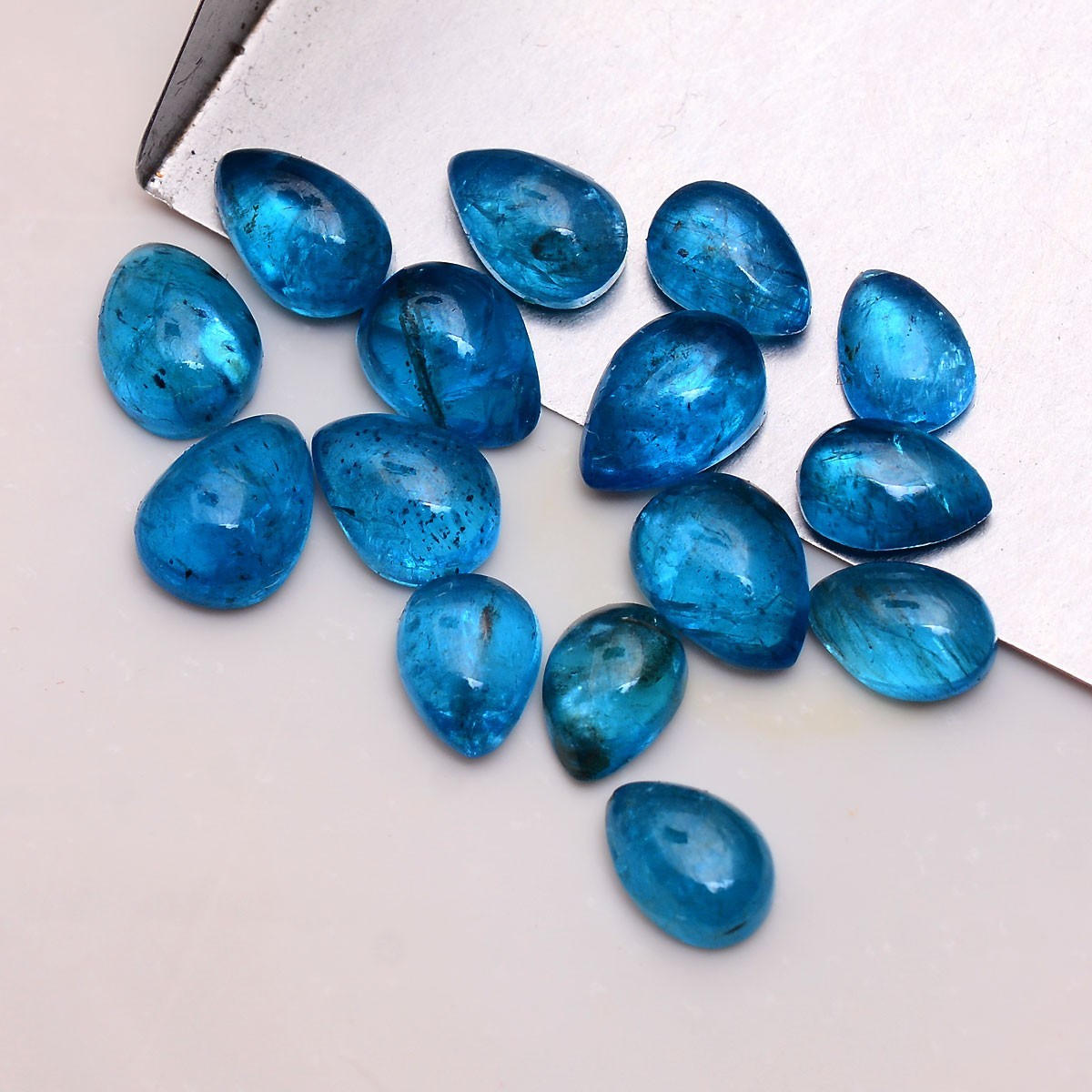 Set 15 Pcs Natural Apatite Untreated 7mm-8mm Pear Stunning Loose Gemstones Lot