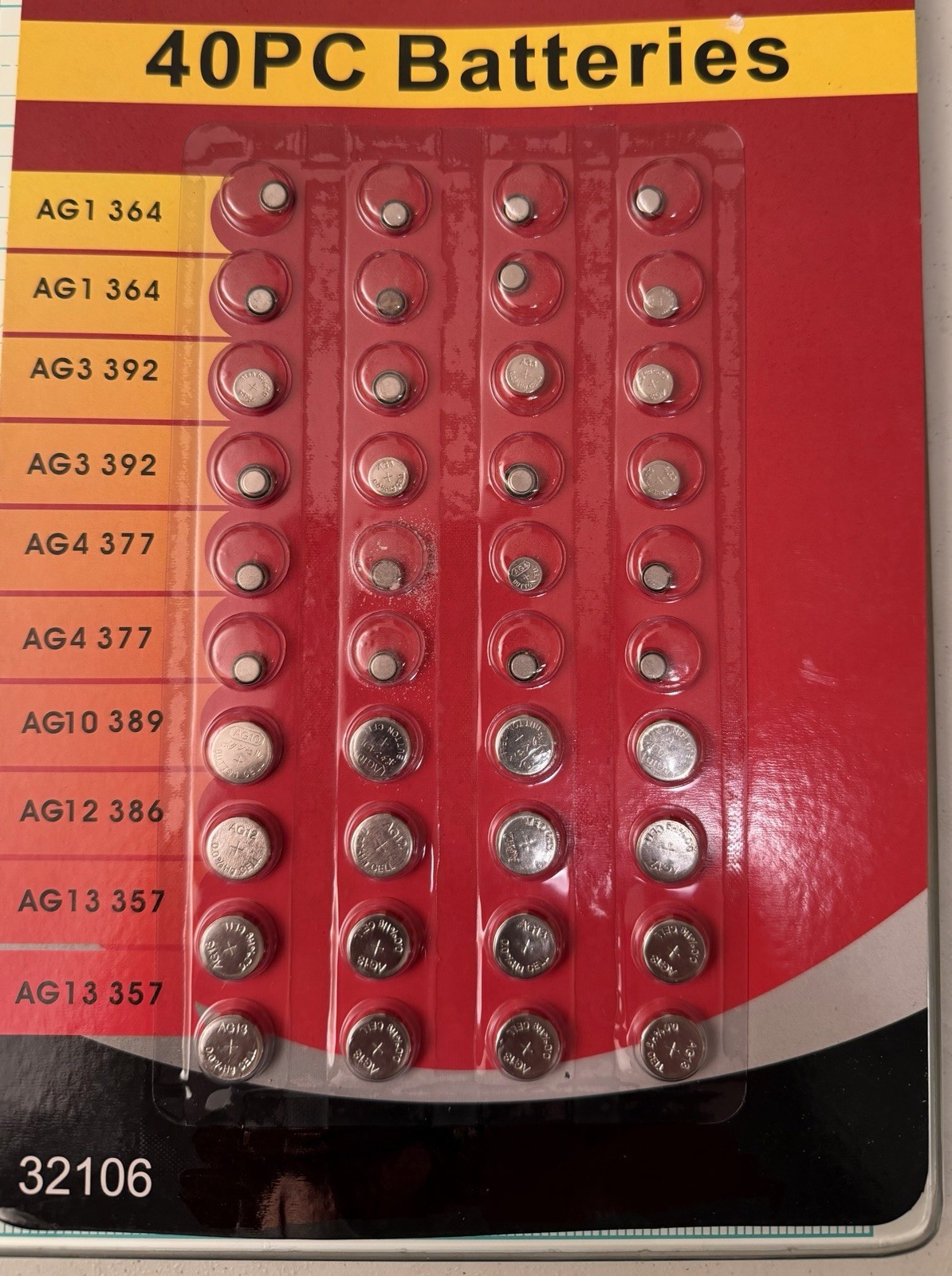 Watch Batteries 2 Packs of 40, total of 80 batteries Perfect For Watch Repair.