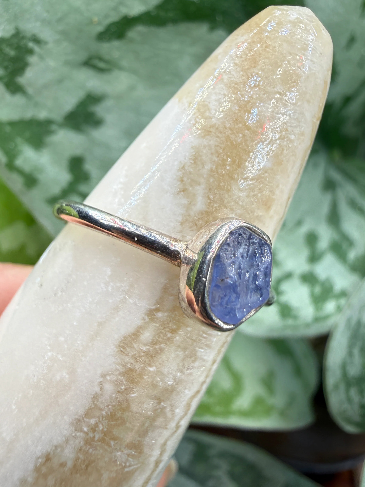 Natural Rough Tanzanite Ring Size 6 in .925 Sterling Silver