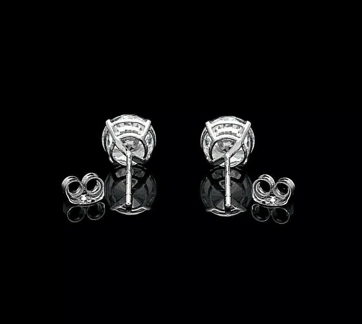 3.00 Ct Round Cut VVS1/D Lab Created Stud Earrings 14k White Gold 7mm Push Back