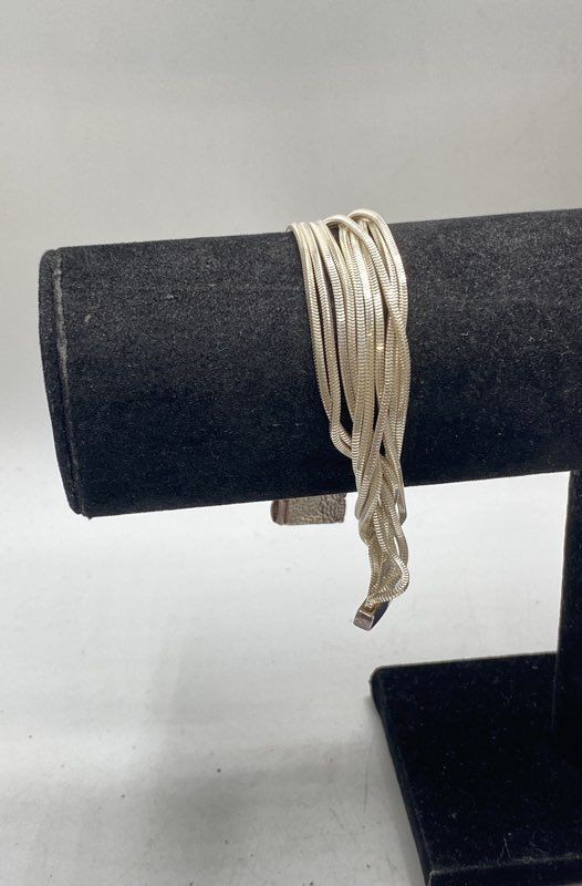Milor Sterling Silver 925 Multi-Strand Snake Chain Bracelet Magnetic Clasp 7″
