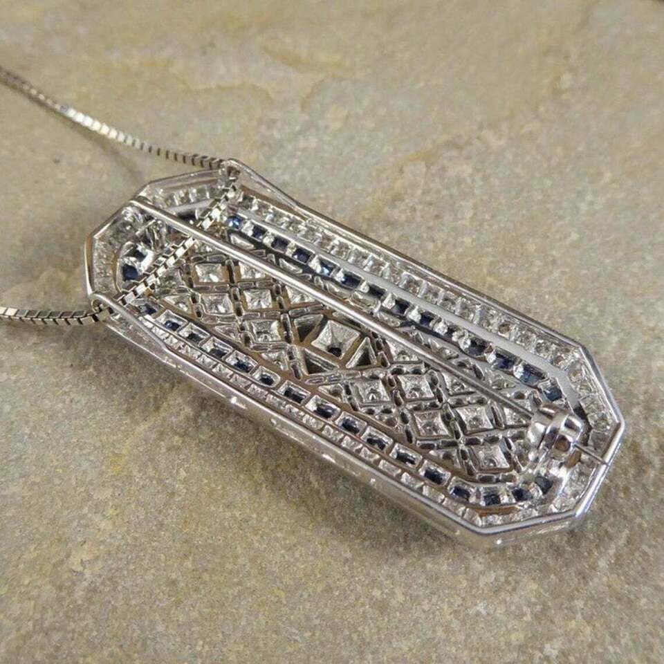 2.47 Ct Diamond Engagement Victorian Pendant Without Chain 14K White Gold Finish
