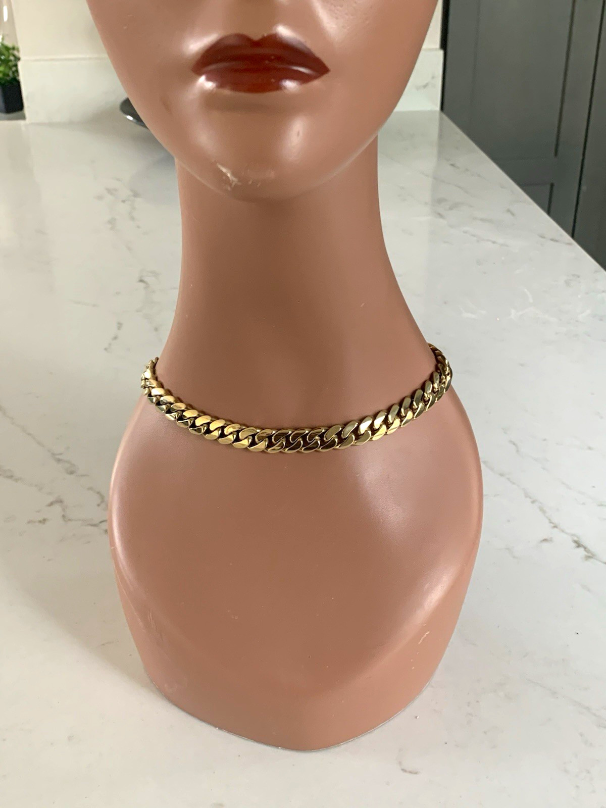 Miami Cuban Link Choker Chain Necklace Gold Tone Iced Out Pave Box Buckle
