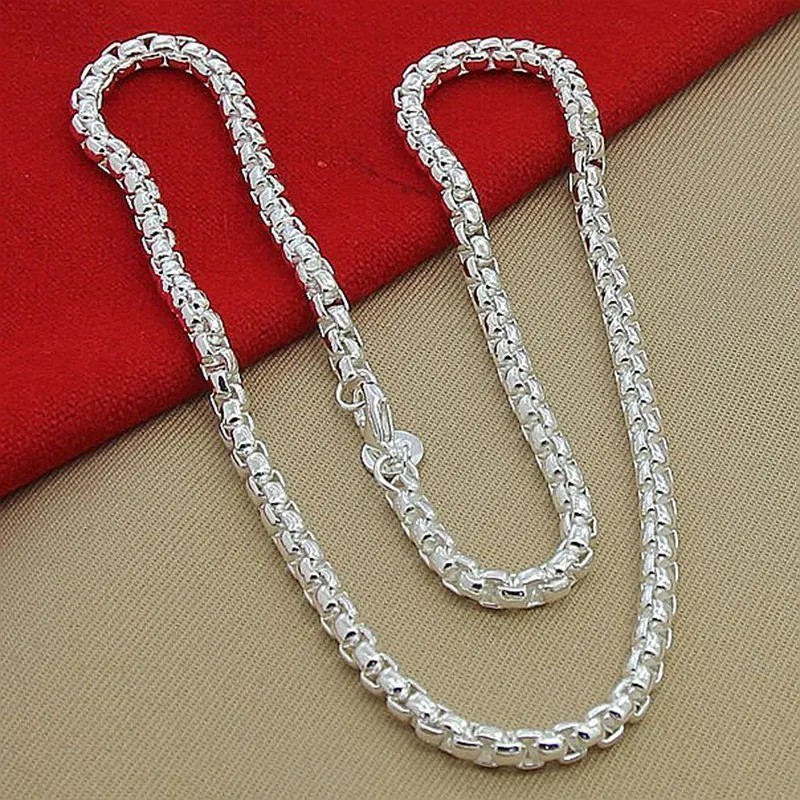 925 Sterling Silver 5mm Box Chain Necklace Bracelet Set Men Women Jewellery gift