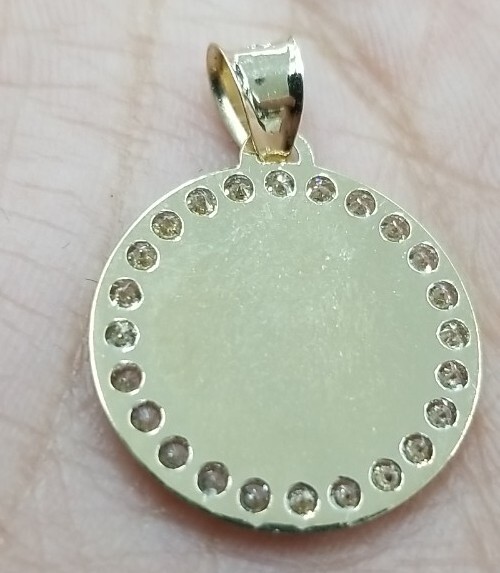 10KT Virgin Mary pendant Real Yellow Gold Diamond cut 3mm Bail, 1.45GRM