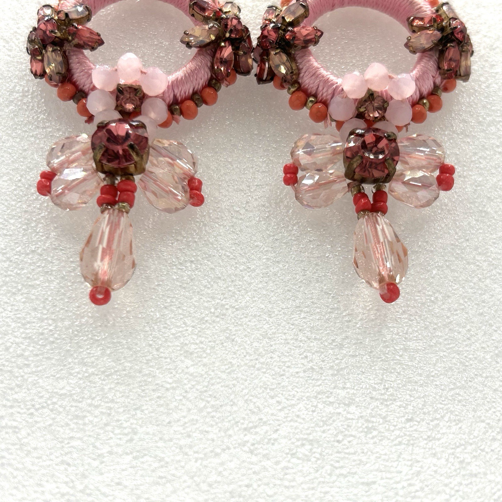 LILLY PULITZER Pink Coral Spritz Paradise Petals Statement Earrings No Tassels